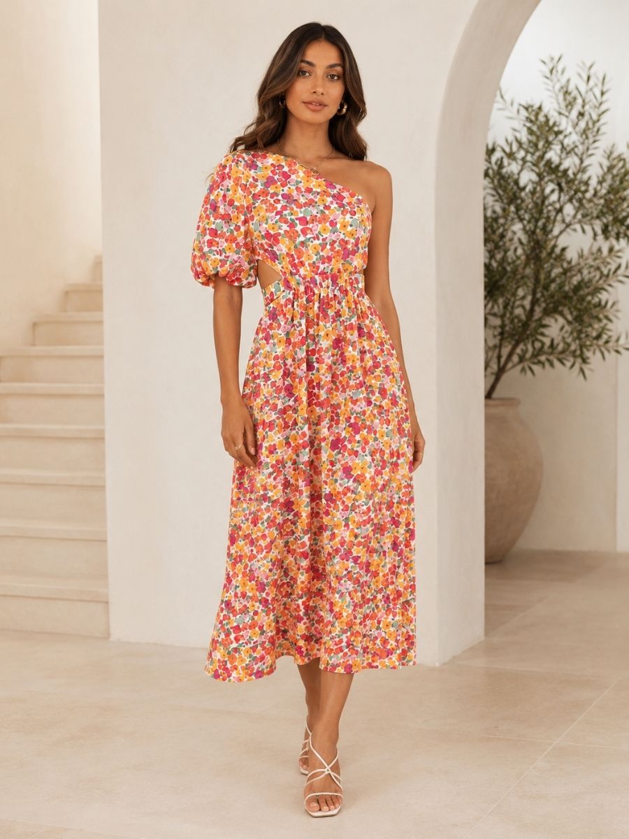 Isla One-Shoulder Floral Maxi Dress