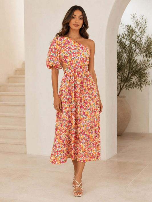 Isla One-Shoulder Floral Maxi Dress