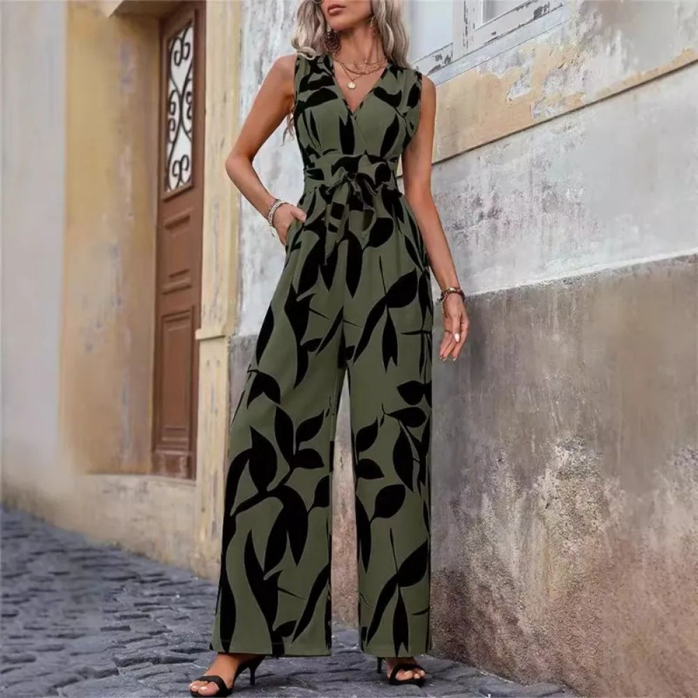 High Waist Lace-Up Wide Leg Jumpsuit