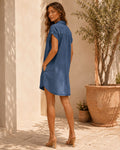 Mara Short Sleeve Denim Midi Dress