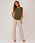 Margot Ins Pleated Round Neck Sleeveless Top