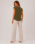 Margot Ins Pleated Round Neck Sleeveless Top