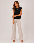 Margot Ins Pleated Round Neck Sleeveless Top