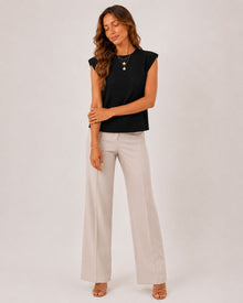 Margot Ins Pleated Round Neck Sleeveless Top