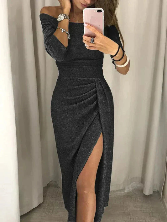 Eva® | Women's Glittery Off-the-Shoulder Dress