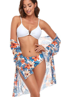 Balbina® | Floral Pattern Blouse And Bikini Set White