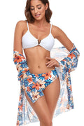 Lilia® | Floral Pattern Blouse And Bikini Set White