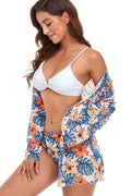 Balbina® | Floral Pattern Blouse And Bikini Set White