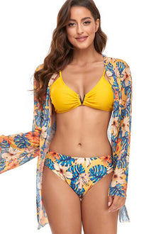 Bao® | Blouse And Yellow Floral Bikini Set