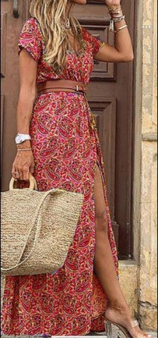 Zahira® | Women'S Floral Maxi Dress With High Side Slit
