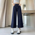 Double-Stitch Wide-Leg Ankle Denim Pants