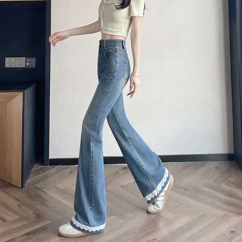 Women’s Lace Denim Bell Bottom Pants
