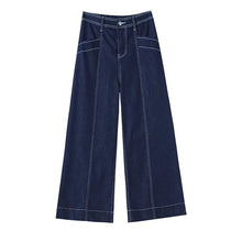 Double-Stitch Wide-Leg Ankle Denim Pants