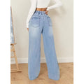 High-Waisted Drawstring Wide-Leg Denim Pants