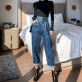 Retro High-Waist Wide-Leg Denim Pants
