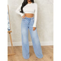 High-Waisted Drawstring Wide-Leg Denim Pants