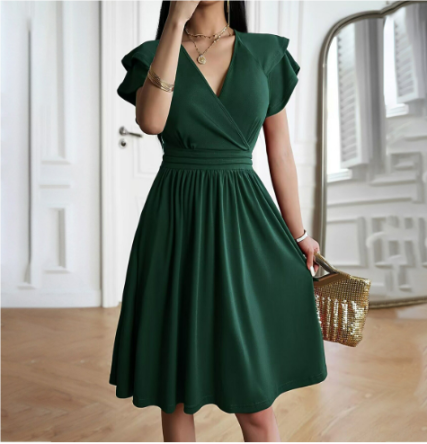 Zita® | Elegant Loose Short-Sleeved Dress With Ruffle