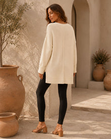 Rosalie Side Slit Loose Wool Knit Pullover Blouse