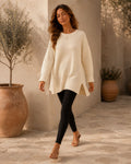 Rosalie Side Slit Loose Wool Knit Pullover Blouse