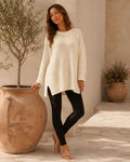 Rosalie Side Slit Loose Wool Knit Pullover Blouse