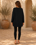 Rosalie Side Slit Loose Wool Knit Pullover Blouse