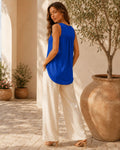 Rosalie  Loose Fit Pleated Square Neck Sleeveless Tops