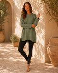 Rosalie Side Slit Loose Wool Knit Pullover Blouse