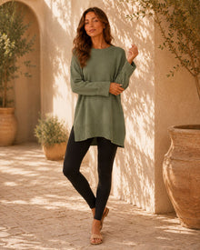 Rosalie Side Slit Loose Wool Knit Pullover Blouse