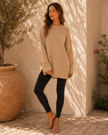 Rosalie Side Slit Loose Wool Knit Pullover Blouse
