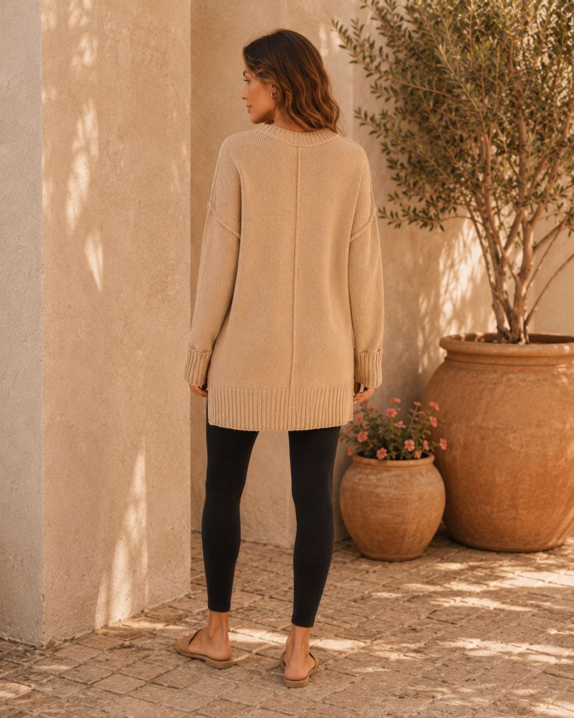 Rosalie Side Slit Loose Wool Knit Pullover Blouse