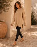 Rosalie Side Slit Loose Wool Knit Pullover Blouse