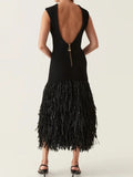 Helga® | Long dress with fringes