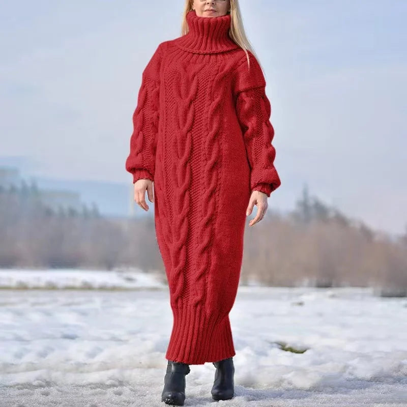 Reina | Winter turtleneck sweater, casual knitted dress