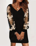 Nelly® | Patchwork Dress With Long Sleeves And V-Neck