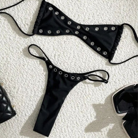 Amanda | Bandeau Backless Lace-up Two-piece Swimsuit