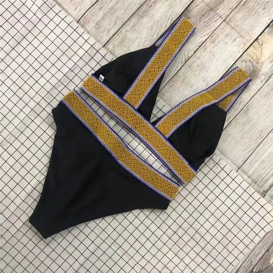 Haven | Colorblock High-Waist Triangle Bikini