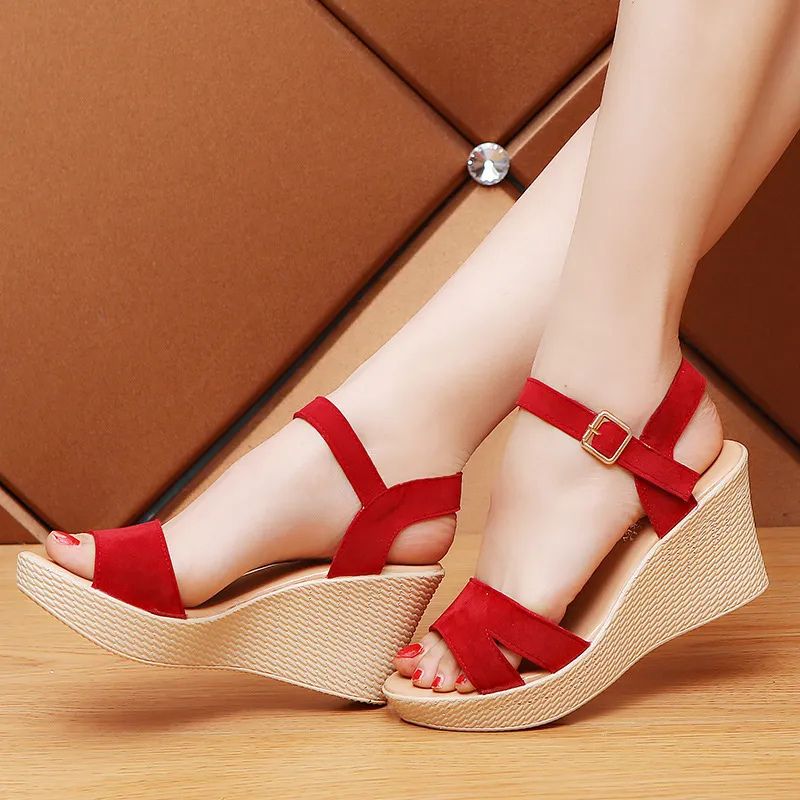 Selene | High-heeled Suede Open-toe Casual Sandals