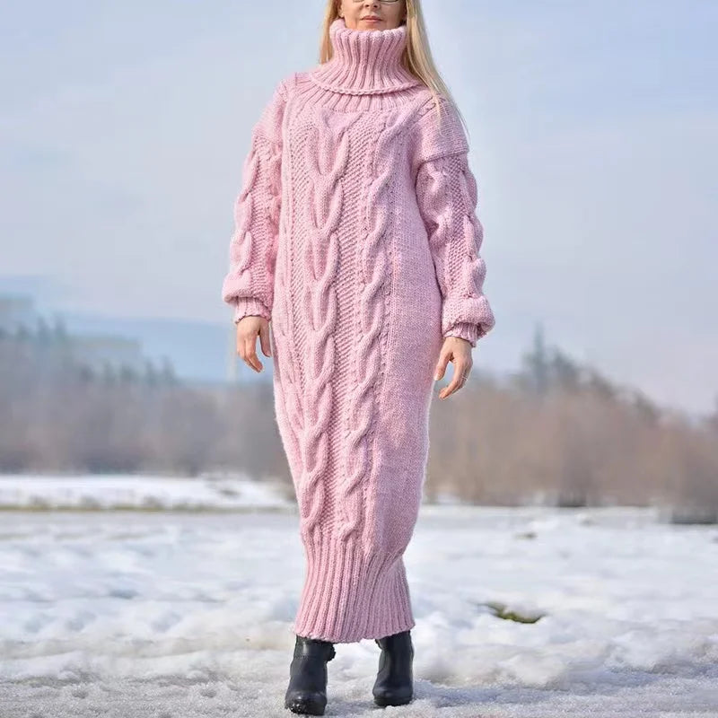 Reina | Winter turtleneck sweater, casual knitted dress