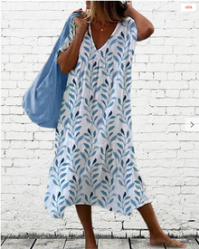 Elizabeth® | Women'S V-Neck Leaf Print Dress