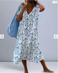 Elizabeth® | Women'S V-Neck Leaf Print Dress