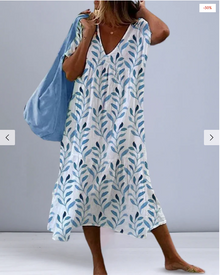 Elizabeth® | Women'S V-Neck Leaf Print Dress