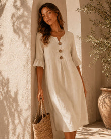 Sienna Cotton Button Beach Dress