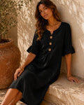 Sienna Cotton Button Beach Dress