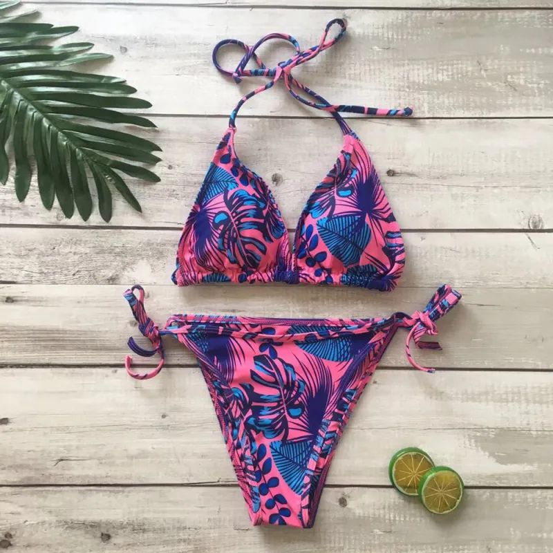 Serena Tropical Halter Bikini Set
