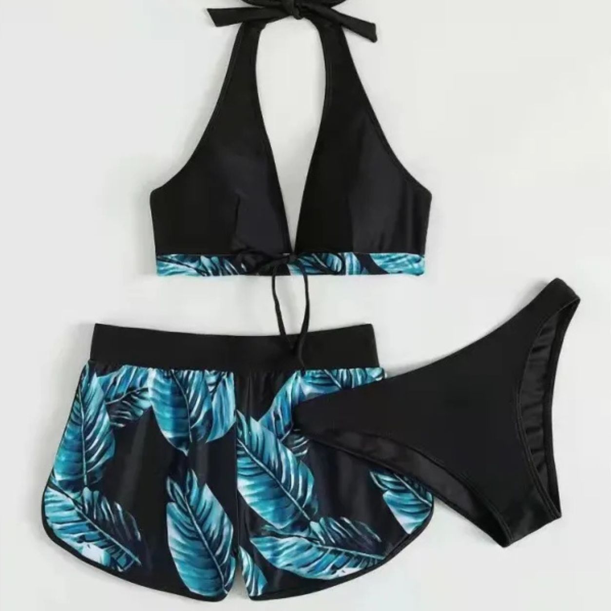 Kai | 3-Piece Leaf Print Bikini Set