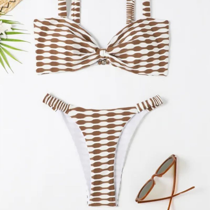 Diana | Striped Bandeau Bikini Set