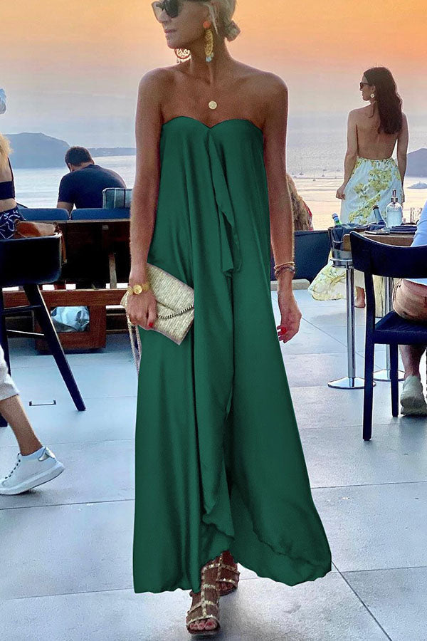 Norma® | Morning Grace Off Shoulder Satin Bouquet Party Maxi Dress