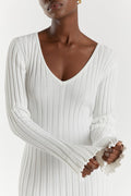 Luisa® | Knitted Midi Dress With V-Neck And Sleeves