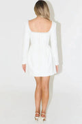 Lena® | Beaded long sleeve mini dress with square neckline