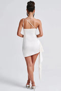 Rhoda® | Sexy slim fit backless one shoulder satin mini dress